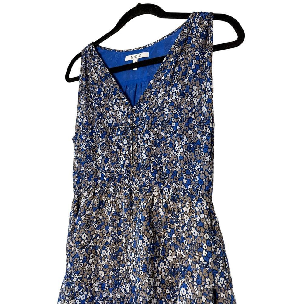 Derek Lam 10 Crosby Blue Floral Tiered Sleeveless Dress Sz 6 - Picture 2 of 7